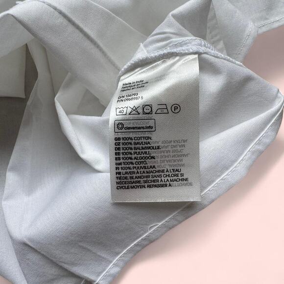 H&M White Cotton Cropped Short Sleeve Button Up Blouse size XL NWT - Picture 4 of 4